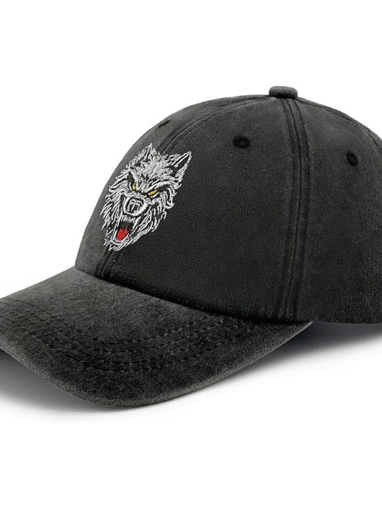 Women\'s Animal Embroidered Baseball Cap Black Gray Lightweight Casual Wolf main image 4